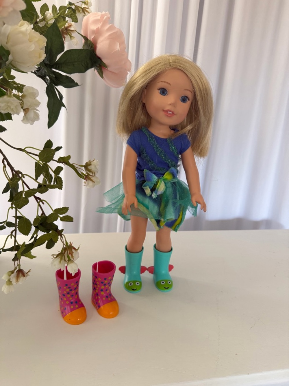 American girl Wellie Wisher Camille in original outfit with extra boots